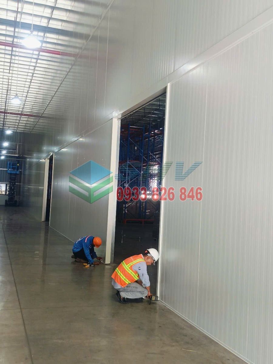 vách trong panel pir dày 50mm sóng gân
